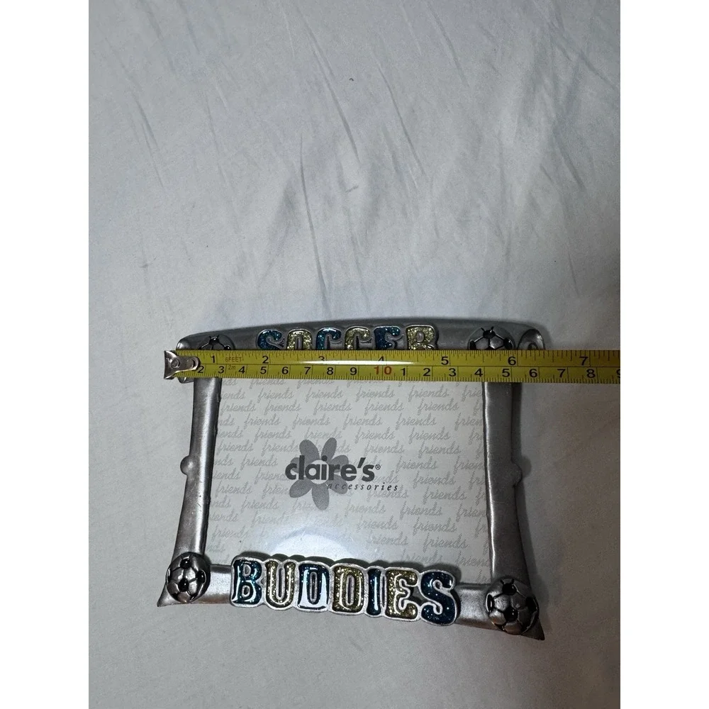 Vtg Claire's Soccer Buddies Metal Enamel Picture Frame Y2K Kids Sports Decor